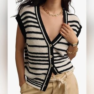 Elegant Black and White Striped Women's Sweater